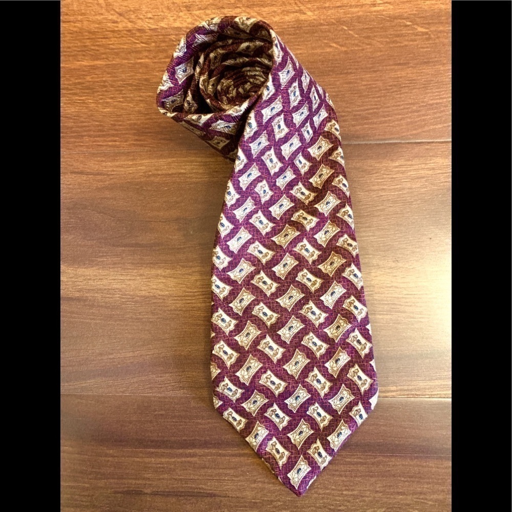 BUGATTI Burgundy/Red Silk Necktie